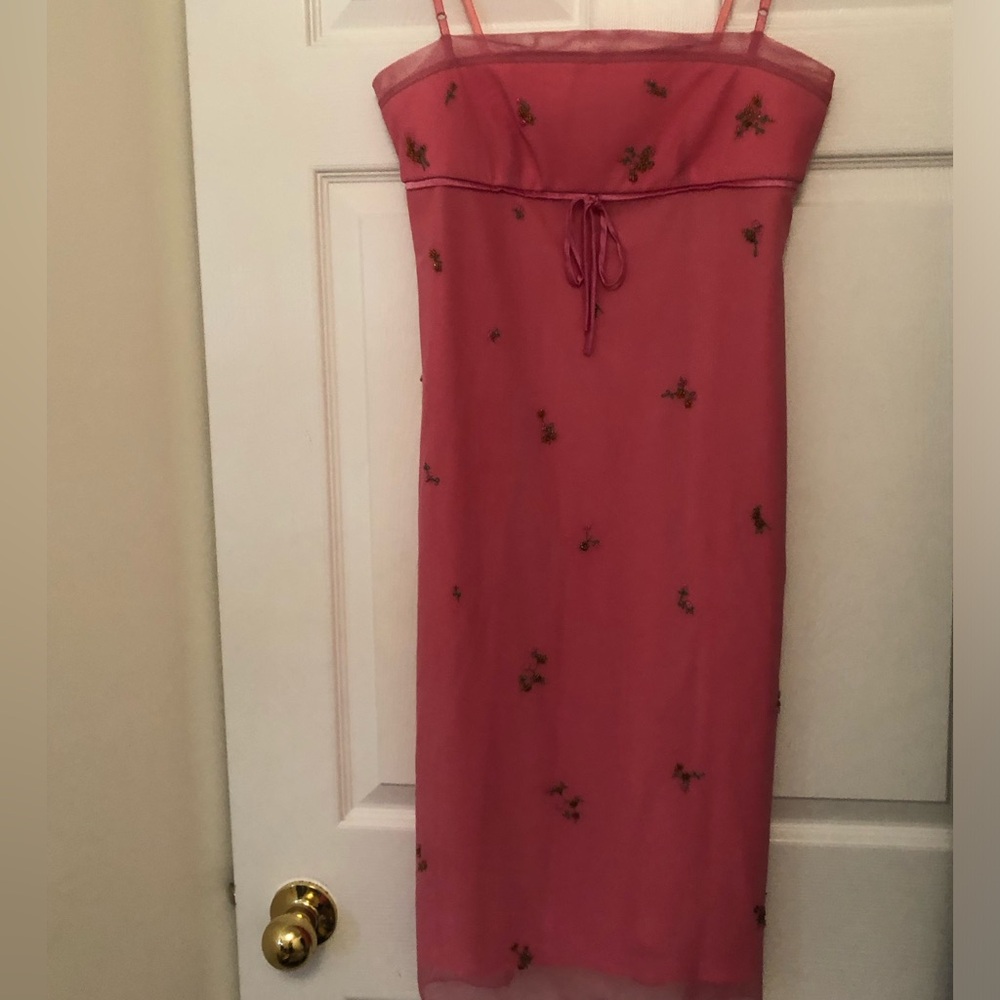 BCBGMaxAzria Rose Pink Beaded Cocktail Dress Size 6